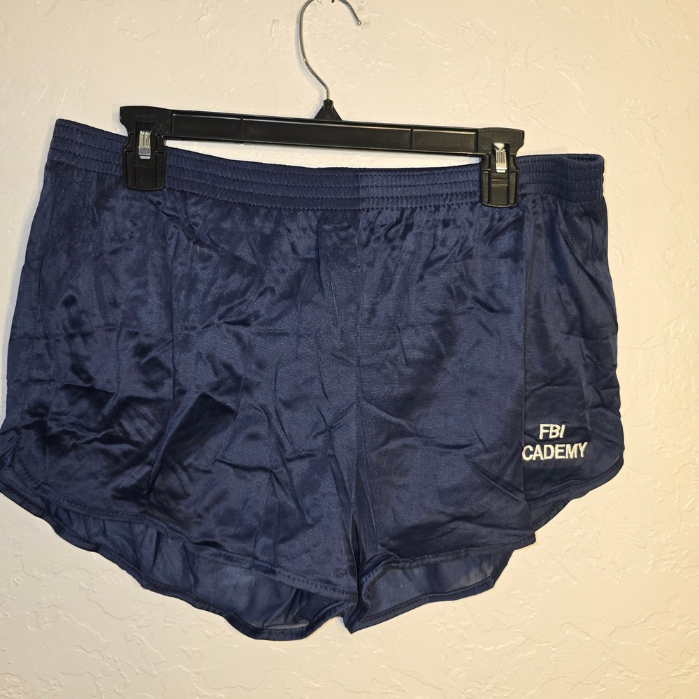Vintage FBI Academy Athletic Shorts Navy Blue Nylon Adult X-Large Soffe